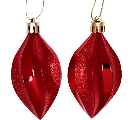 Изображение товара Елочные игрушки Серпантин Таинственное очарование Капля 8 см набор 2 шт, красный 916-899