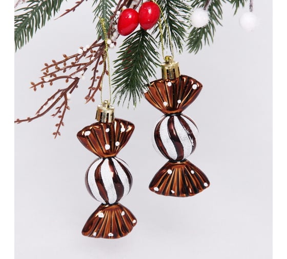 Изображение товара Елочные игрушки Серпантин Таинственное очарование Конфетки 8 см набор 2 шт, шоколад 916-0632