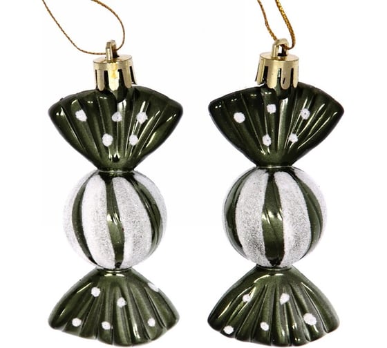 Изображение товара Елочные игрушки Серпантин Таинственное очарование Конфетки 8 см набор 2 шт, изумруд 916-890