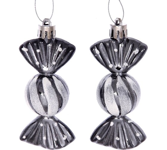 Изображение товара Елочные игрушки Серпантин Таинственное очарование Конфетки 8 см набор 2 шт, графит 916-888