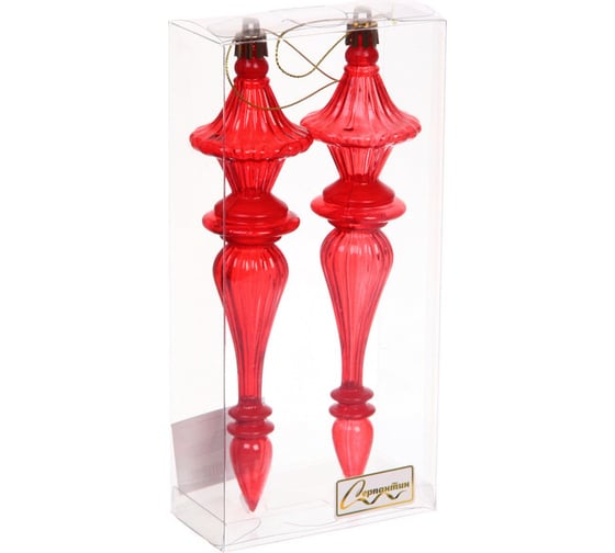 Изображение товара Елочные украшения Серпантин Изящные переливы 4.5x4.5x19 см набор 2 шт, красный 107-6125