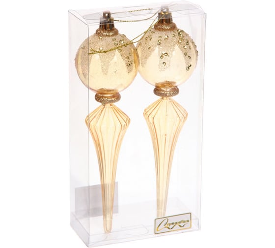 Изображение товара Елочные украшения Серпантин Изящный блеск 5.3x5.3x19 см набор 2 шт, золотой 107-6115