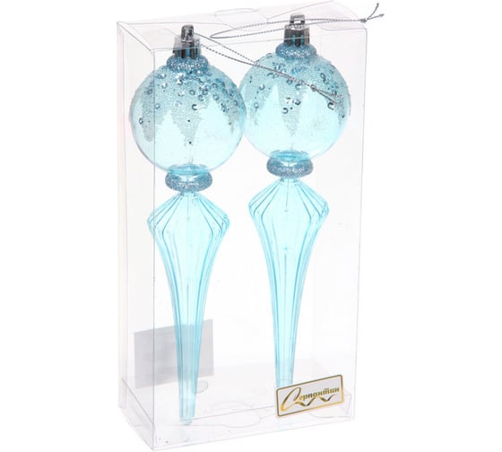 Изображение товара Елочные украшения Серпантин Изящный блеск 5.3x5.3x19 см набор 2 шт, голубой 107-6107