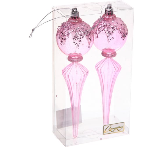 Изображение товара Елочные украшения Серпантин Изящный блеск 5.3x5.3x19 см набор 2 шт, розовый 107-6111