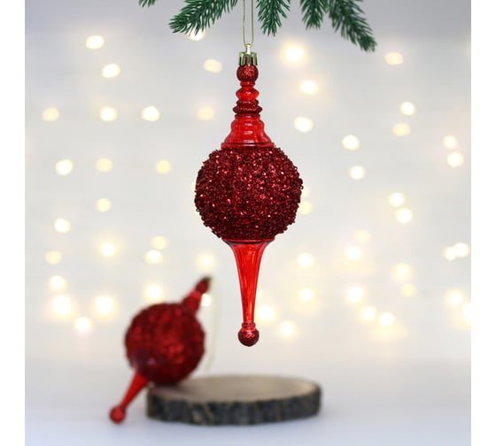 Изображение товара Елочные украшения Серпантин Мерцание ночи 6.5x6.5x19.5 см набор 2 шт, красный 107-6137