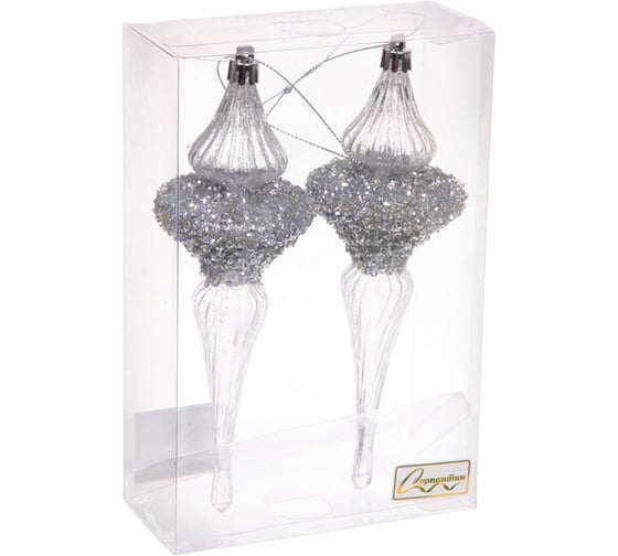 Изображение товара Елочные украшения Серпантин Сияние 6x6x19.5 см набор 2 шт, серебро 107-6145