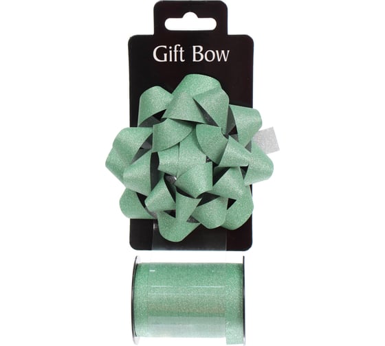 Изображение товара Набор для декорирования Серпантин "Мерцание" бант d=10 см, лента 1,6 см (10м), Зеленый 214-277