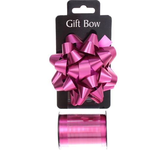 Изображение товара Набор для декорирования Серпантин "Романс" бант d=10 см, лента 1,6 см (10м), Фуксия 214-271