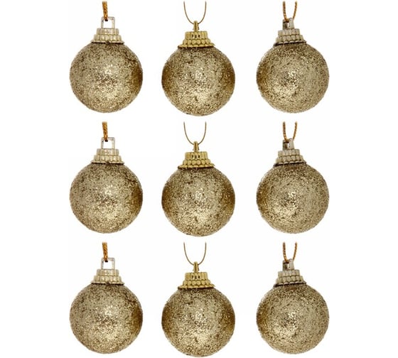 Изображение товара Новогодние шары Серпантин 3 см набор 9 шт блестящее напыление, золото 201-0527