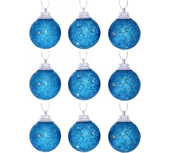 Изображение товара Новогодние шары Серпантин 3 см набор 9 шт блестящее напыление, голубой 201-0529