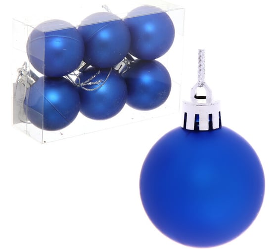 Изображение товара Новогодние шары Серпантин 4 см набор 6 шт матовый, синий 183-840