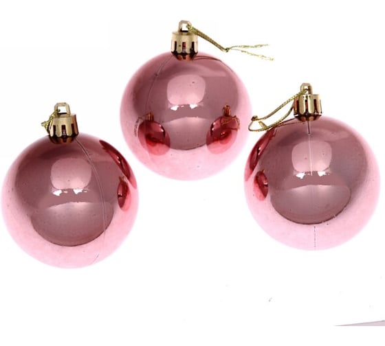 Изображение товара Новогодние шары Серпантин 6 см набор 3 шт глянец, розовое золото 201-0834