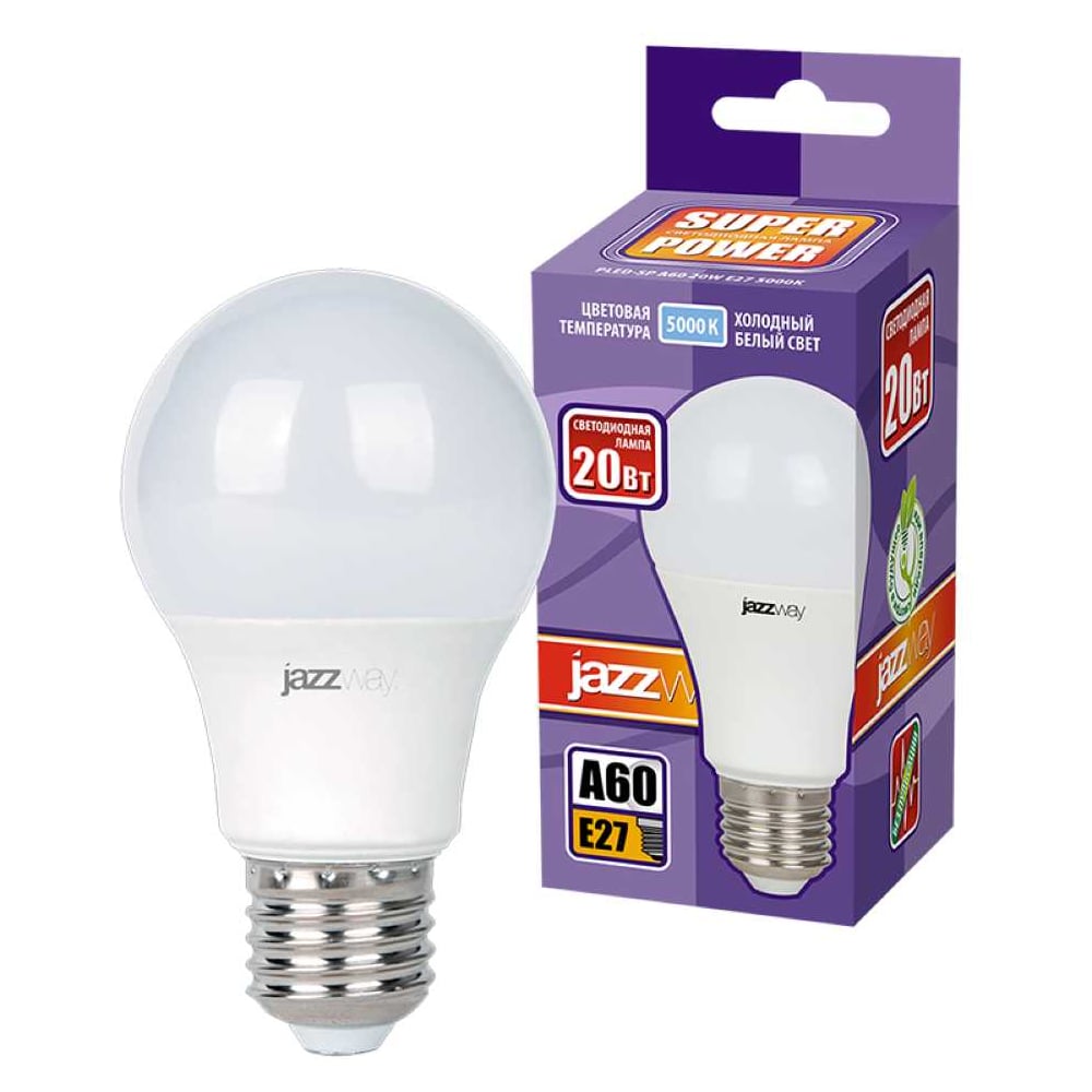Изображение товара Светодиодная лампа Jazzway PLED-SP 20Вт A65 5000К холодный белый E27 1800лм