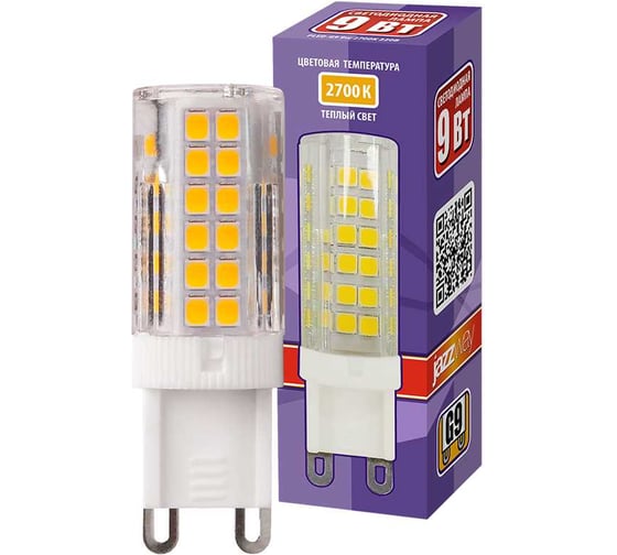 Изображение товара Светодиодная лампа Jazzway PLED-G9 9Вт капсульная 2700К теплый белый G9 590лм 175-240В пластик d16х60мм 5001039