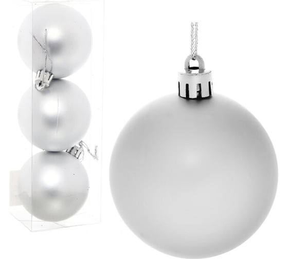 Изображение товара Новогодние шары Серпантин 6 см набор 3 шт матовый, серебро 183-870