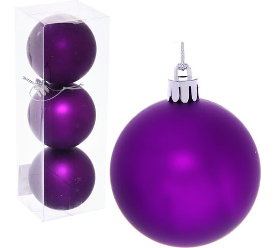 Изображение товара Новогодние шары Серпантин 6 см набор 3 шт матовый, фиолетовый 183-872