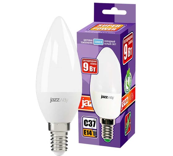 Изображение товара Светодиодная лампа Jazzway PLED-SP 9Вт C37 свеча 5000К холодный белый E14 820лм 230В/50Гц 2859488A