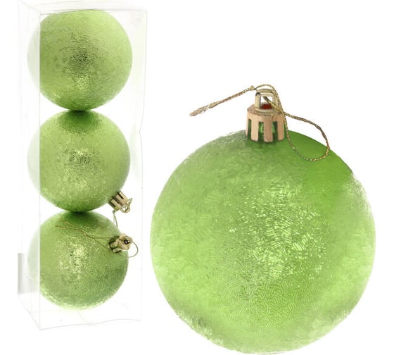 Изображение товара Новогодние шары Серпантин 7 см набор 3 шт мягкий блеск, салатовый 201-0562