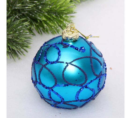 Изображение товара Новогодний шар Серпантин Сияющие нити 8 см, сапфир 201-3251