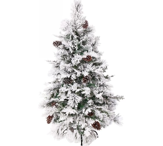 Изображение товара Ёлка Серпантин "Кружевница" 120 см, ПВХ+Леска с шишками белая снежная посыпка (164 ветки) 184-719