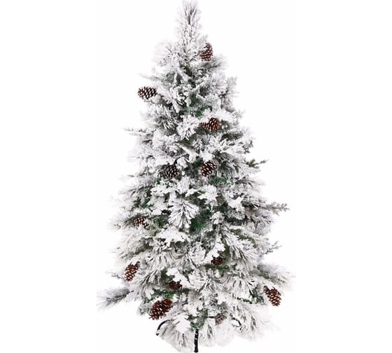 Изображение товара Ёлка Серпантин "Кружевница" 180 см, ПВХ+Леска с шишками белая снежная посыпка (403 ветки) 184-721
