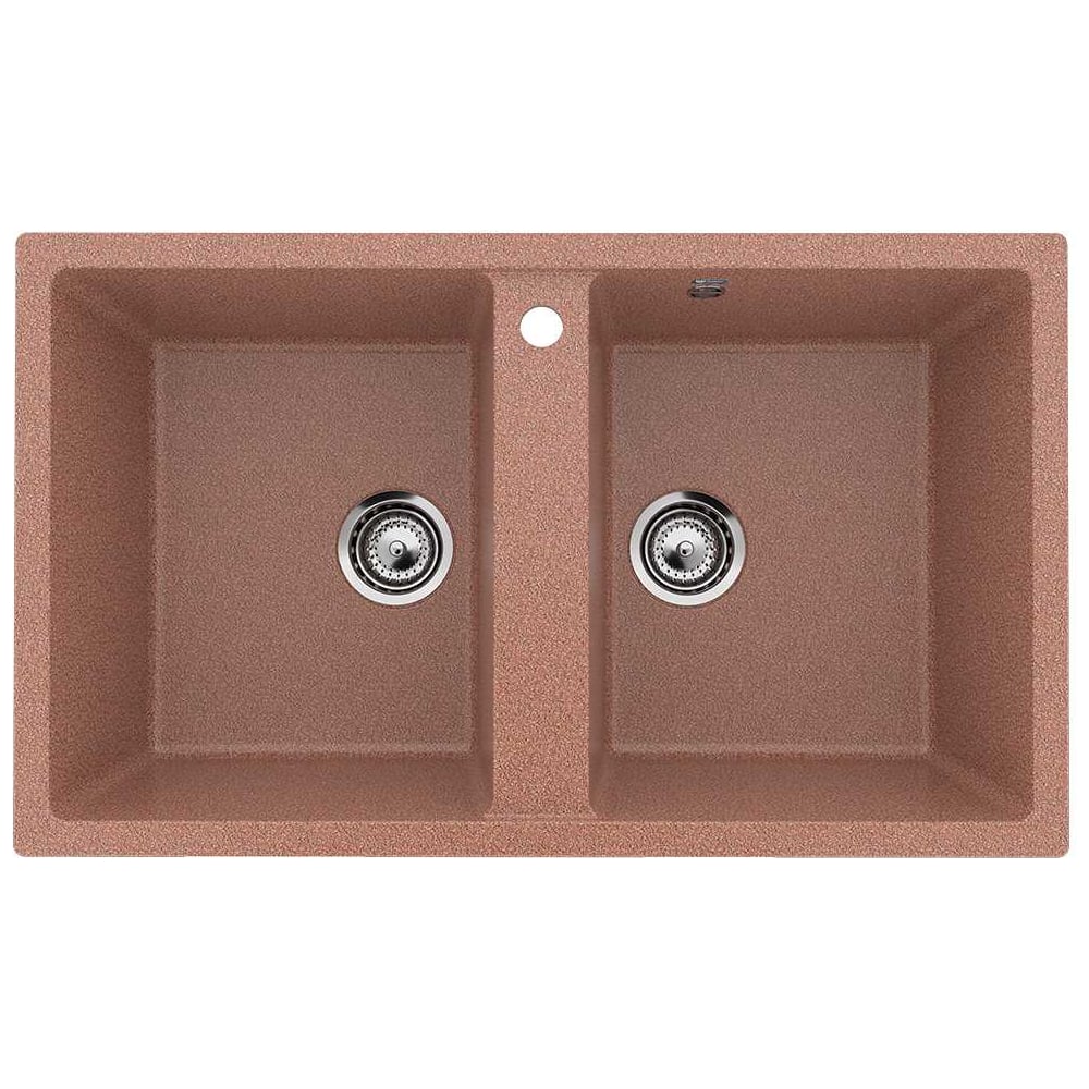 Изображение товара Кухонная мойка ULGRAN терракот U-708-307 искусственный мрамор врезная 2 чаши