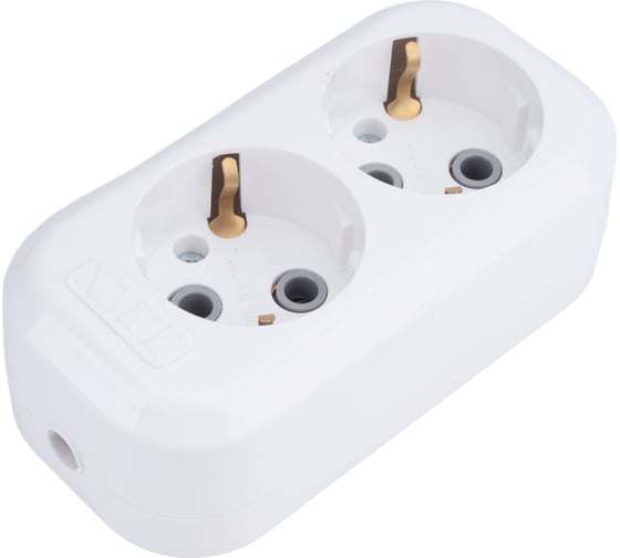 Изображение товара Колодка (розетка удлинителя) LUX У2-Е 2-местная, с заземлением, 250В 16А 4606400416579