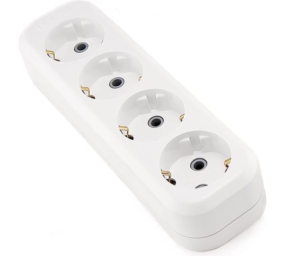 Изображение товара Колодка (розетка удлинителя) LUX У4-Е 4-местная, с заземлением, 250В 16А 4606400416616