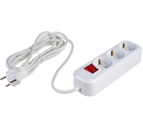 Изображение товара Сетевой удлинитель LUX У3-ЕВК-03 с выключателем, 3-местный, с заземлением, 250В 16А, 3м 4606400418009