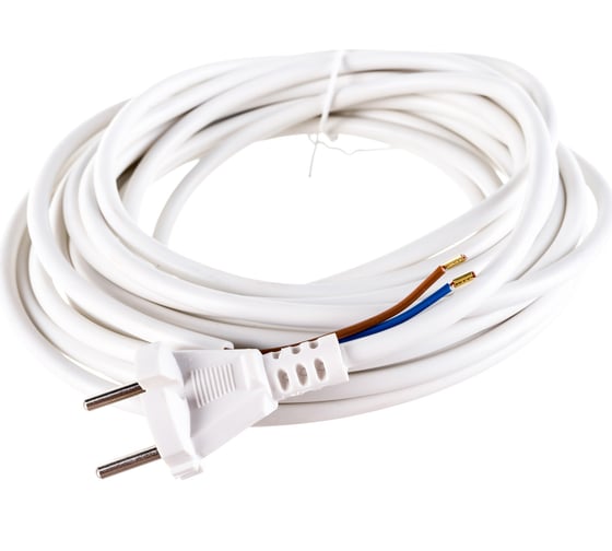 Изображение товара Сетевой шнур LUX V2 ПВС 2x0.75 7м, с вилкой, без заземления, белый 4606400609674