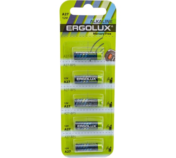 Изображение товара Батарейка Ergolux A27-BP5, 12В, LR27A, BL-5, 12297
