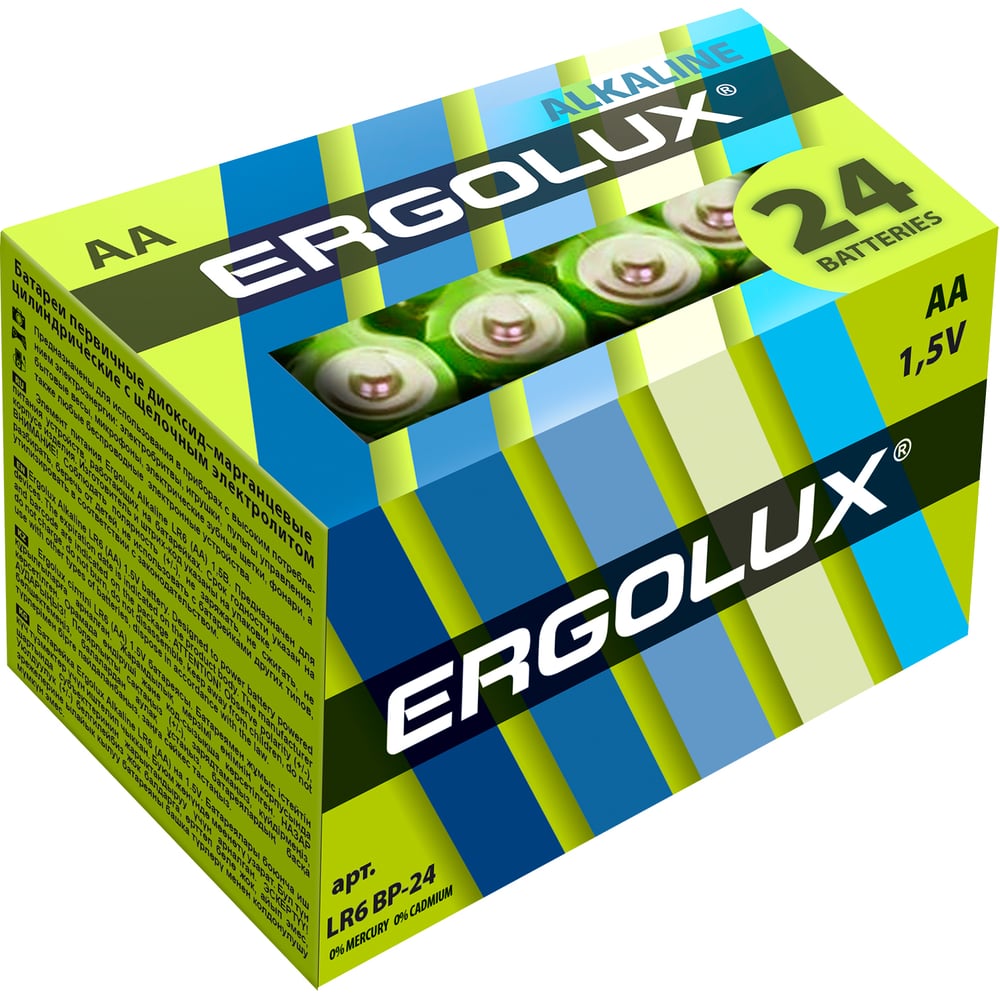 Изображение товара Батарейка Ergolux LR6, Alkaline, BP-24, 1.5В 14212