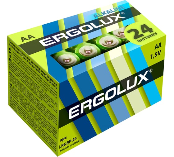 Изображение товара Батарейка Ergolux LR6, Alkaline, BP-24, 1.5В 14212