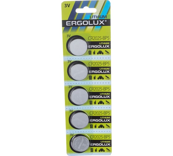 Изображение товара Литиевая батарейка Ergolux CR2025, BP5 12050