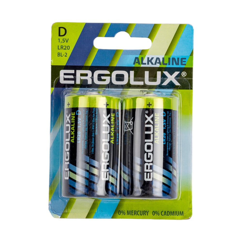 Батарейка Ergolux батарейка алкалиновая космос lr20 упаковка 2 шт
