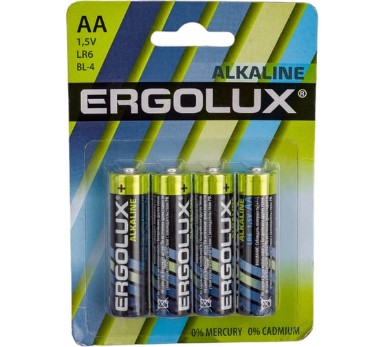 Изображение товара Батарейка Ergolux 1.5В, LR6, Alkaline, BL-4 11748
