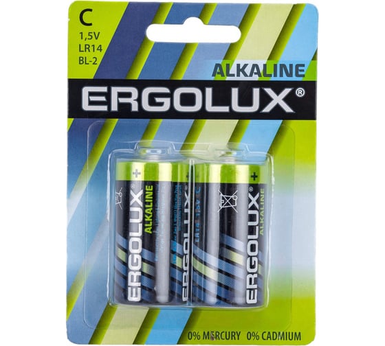 Изображение товара Батарейка Ergolux 1.5В, LR14, Alkaline, BL-2 11751