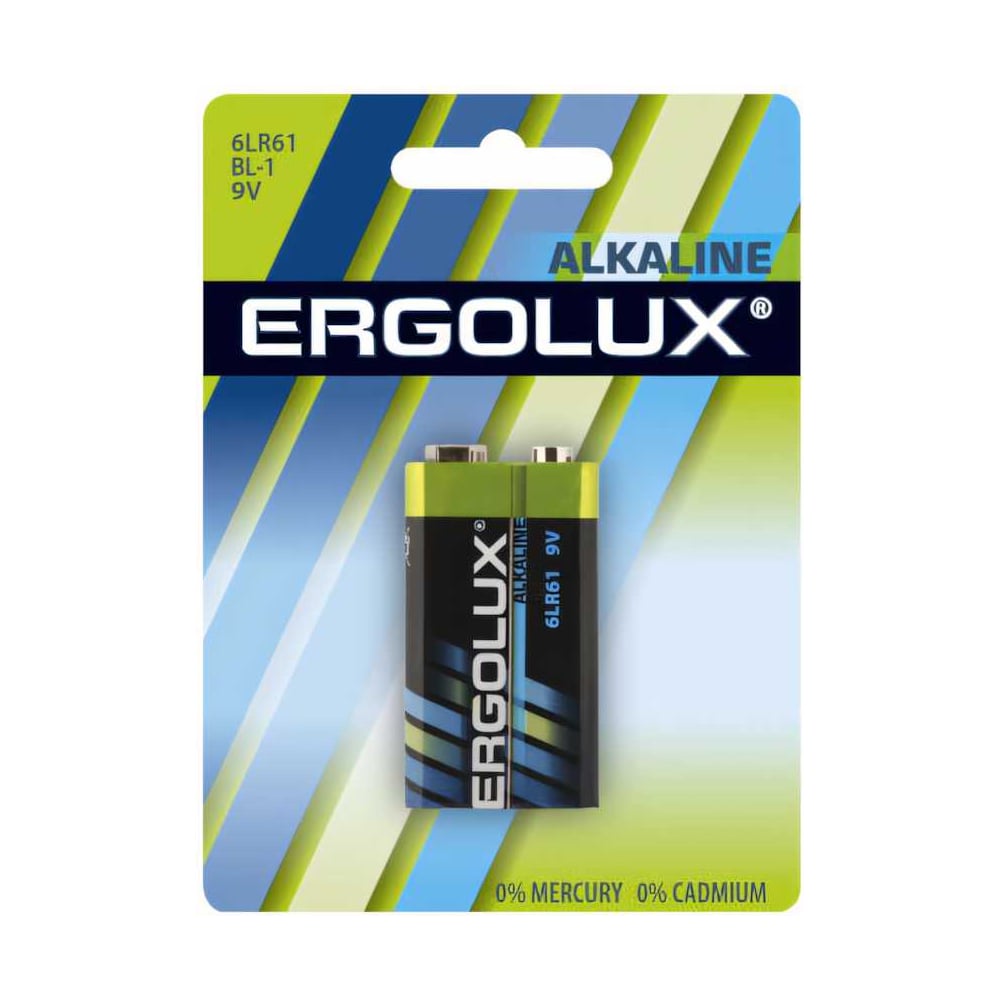 Изображение товара Батарейка Ergolux 6LR61, 9В, Alkaline, BL-1 11753 Изображение товара Батарейка Ergolux 6LR61, 9В, Alkaline, BL-1 11753