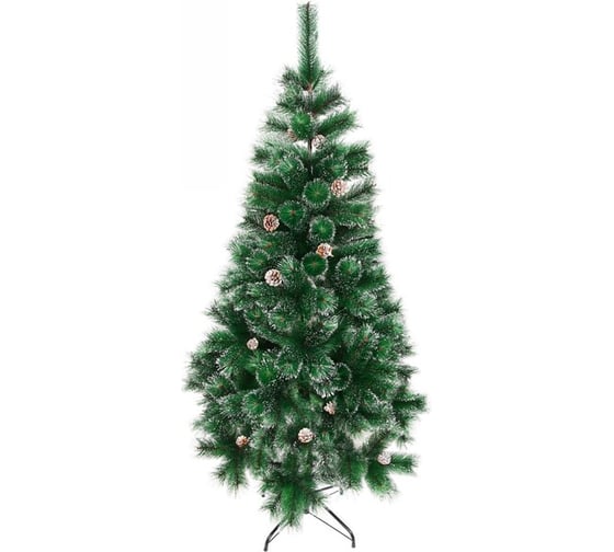 Изображение товара Ёлка Серпантин "Снегурочка" 150 см, леска с шишками и серебряным инеем (152 ветки) 200-148