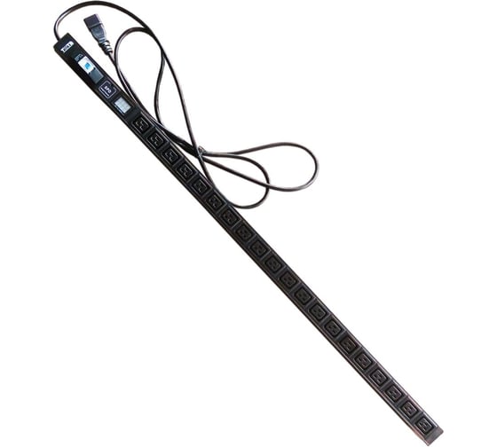 Изображение товара Вертикальный блок розеток, 20xC19, 250V, 16A, A/V-метр, шнур 3 метра, вилка C20 TWT-PDVI-20C9-C0