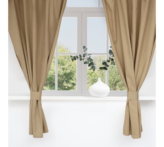 Изображение товара Комплект штор для кухни Этель Kitchen, с подхватами, бежевый, 150x180 см, 2 шт. 10472176
