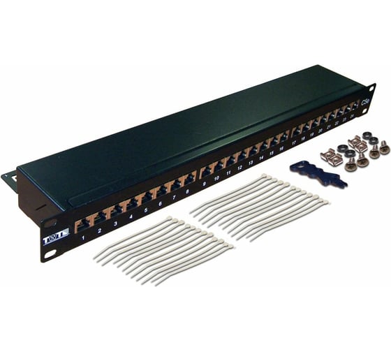 Изображение товара Патч-панель 19 , 24 порта RJ-45, категория 6, STP, 1U, TWT-PP24STP/6