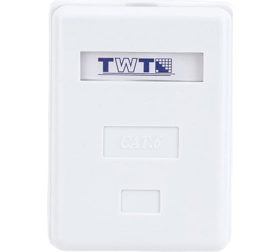 Изображение товара Настенная розетка 1 порт RJ-45, категория 6, экранированная, белая, TWT-SM1-45/S6-WH