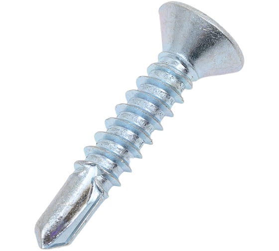 Изображение товара Саморез КВАДРА DIN 7504 P, 4.8x25 цинк, коp. 100 шт., потай, шлиц PH2, сверло 504802520100