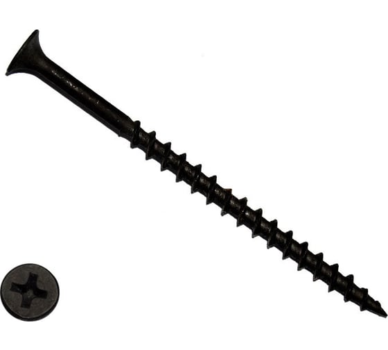 Изображение товара Саморез по дереву КВАДРА черный, 4.8x110, кop. 100 шт., PH2, редкая резьба, для гкл 481101055100