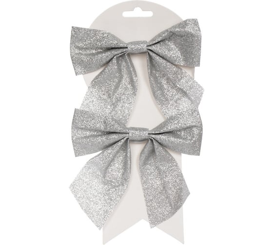 Изображение товара Бант на ёлку Серпантин "Зимнее очарование" 15х15 см (набор 2 шт.), Серебро 185-0759