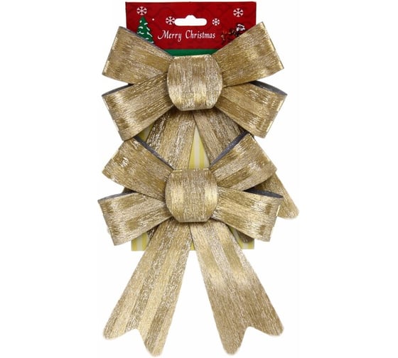Изображение товара Бант на ёлку Серпантин "Золотой блеск" 14 см (набор 2 шт.) 185-0153