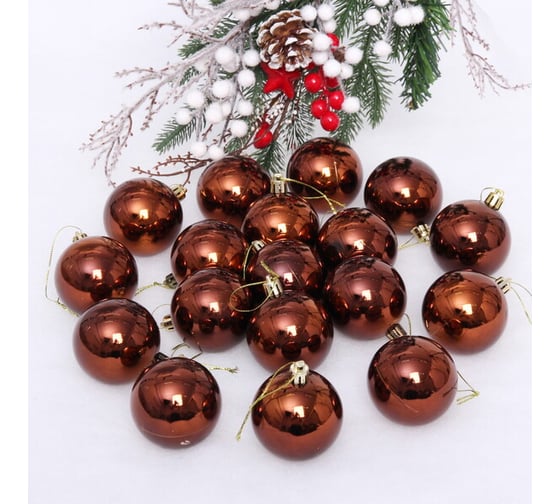 Изображение товара Новогодние шары Серпантин 6 см (набор 24 шт.) "Глянец", шоколад 201-1690
