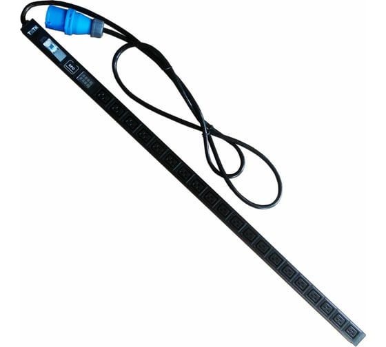 Изображение товара Вертикальный блок розеток 20xC19, 250V, 32A, A/V-метр, шнур 3 метра, вилка IEC309 TWT-PDVI-20C9-I9