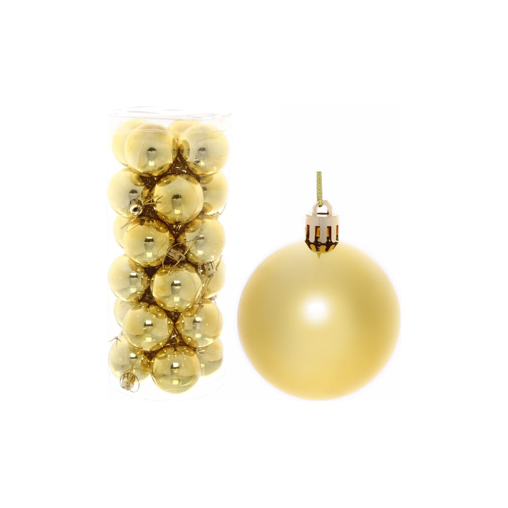 Изображение товара Глянцевые новогодние шары Серпантин 6 см набор 24 шт. золото